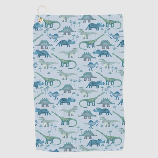 Cute Prehistorische Blue Dinosaur Pattern Golfhanddoek (Voorkant)
