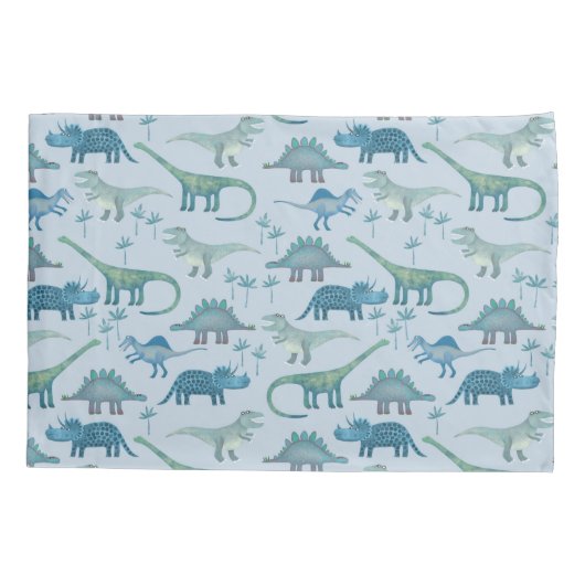 Cute Prehistorische Blue Dinosaur Pattern Kussensloop (Achterkant-Links)