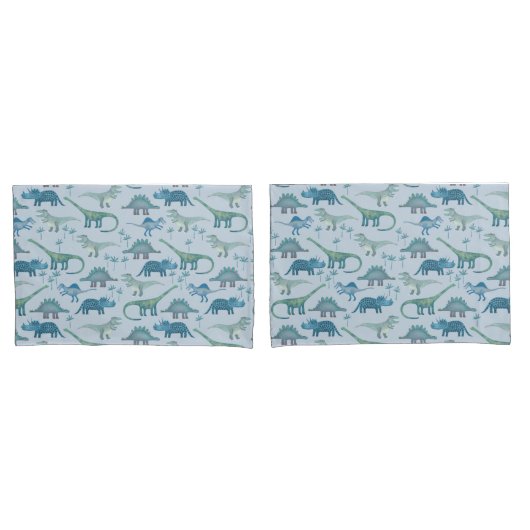 Cute Prehistorische Blue Dinosaur Pattern Kussensloop (Voorkant-Set)