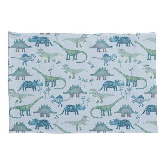 Cute Prehistorische Blue Dinosaur Pattern Kussensloop (Achterkant-Rechts)