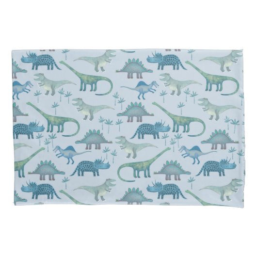 Cute Prehistorische Blue Dinosaur Pattern Kussensloop (Voorkant-Links)