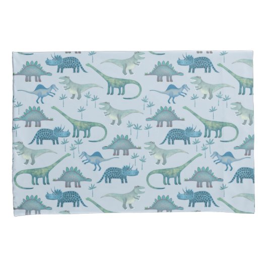 Cute Prehistorische Blue Dinosaur Pattern Kussensloop (Voorkant-Rechts)