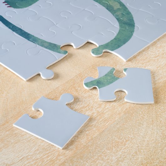 Cute Prehistorische Blue Dinosaur Pattern Legpuzzel (Zijkant)