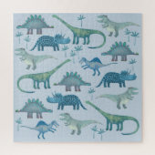 Cute Prehistorische Blue Dinosaur Pattern Legpuzzel (Verticaal)