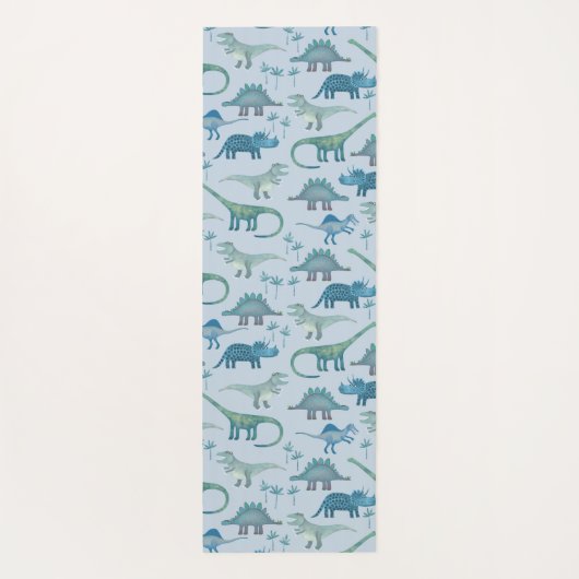 Cute Prehistorische Blue Dinosaur Pattern Yogamat (Achterkant)