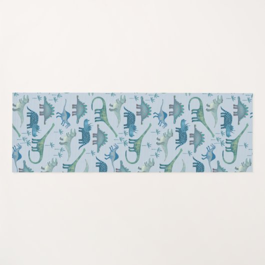 Cute Prehistorische Blue Dinosaur Pattern Yogamat (Voorkant (horizontaal))