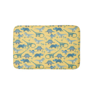 Cute Prehistorische Dinosaur Pattern Yellow Badmat