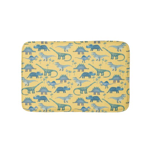 Cute Prehistorische Dinosaur Pattern Yellow Badmat (Voorkant)