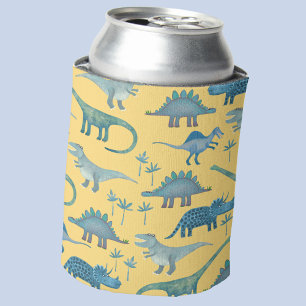 Cute Prehistorische Dinosaur Pattern Yellow Blikjeskoeler