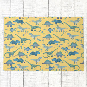 Cute Prehistorische Dinosaur Pattern Yellow Deurmat
