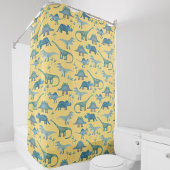 Cute Prehistorische Dinosaur Pattern Yellow Douchegordijn