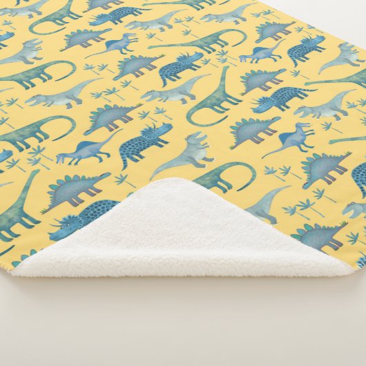Cute Prehistorische Dinosaur Pattern Yellow Sherpa Deken (3/4)