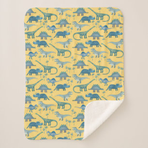 Cute Prehistorische Dinosaur Pattern Yellow Sherpa Deken