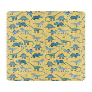 Cute Prehistorische Dinosaur Pattern Yellow Snijplank