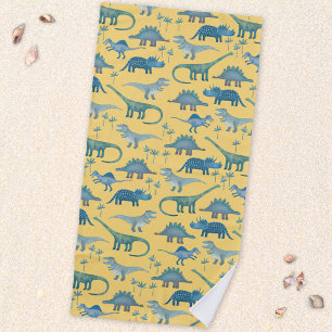 Cute Prehistorische Dinosaur Pattern Yellow Strandlaken