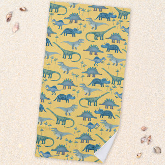 Cute Prehistorische Dinosaur Pattern Yellow Strandlaken