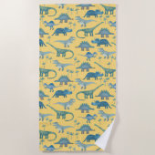 Cute Prehistorische Dinosaur Pattern Yellow Strandlaken (Voorkant)