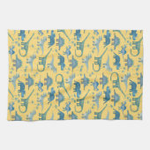 Cute Prehistorische Dinosaur Pattern Yellow Theedoek (Horizontaal)