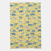 Cute Prehistorische Dinosaur Pattern Yellow Theedoek (Verticaal)
