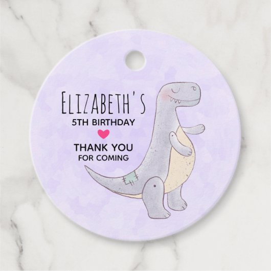 Cute Prehistorische Dinosaur Speelgoed Waterverf Bedankjes Labels (Voorkant)