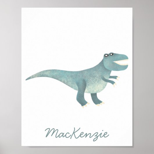 Cute Prehistorische T-Rex Dinosaur gepersonaliseer Poster (Voorkant)