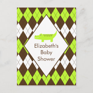 Cute Preppy Alligator Baby shower RSVP Post Card Uitnodiging Briefkaart