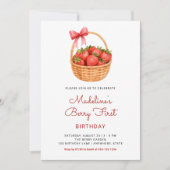 Cute Preppy Berry First Strawberry Birthday Kaart (Voorkant)
