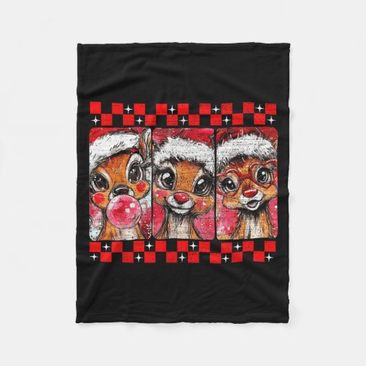 Cute Preppy Christmas,reindeer Brushstrokes Funny  Fleece Deken (Voorkant)