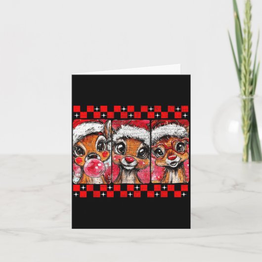 Cute Preppy Christmas,reindeer Brushstrokes Funny  Kaart (Voorkant)