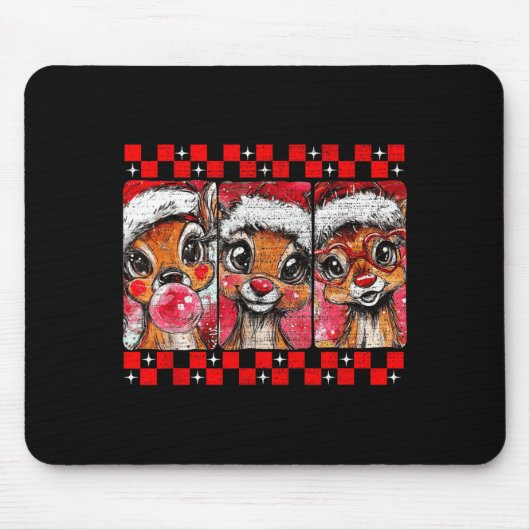 Cute Preppy Christmas,reindeer Brushstrokes Funny Muismat (Voorkant)