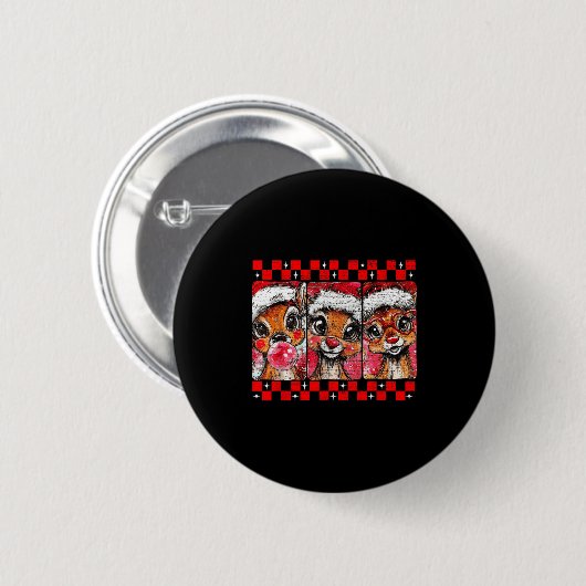Cute Preppy Christmas,reindeer Brushstrokes Funny  Ronde Button 5,7 Cm (Voorkant /achterkant)