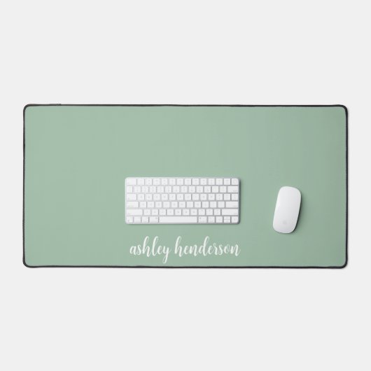 Cute Preppy Pastel Green Full Name Monogram Bureaumat (Keyboard & Muis)