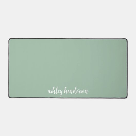 Cute Preppy Pastel Green Full Name Monogram Bureaumat (Voorkant)