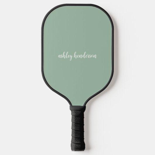 Cute Preppy Pastel Green Full Name Monogram Pickleball Paddle (Voorkant)