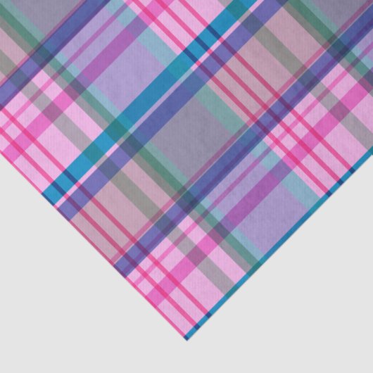 Cute Preppy Retro Plaid Pattern in Pink and Blue Tissuepapier (Detail)
