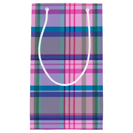 Cute Preppy Retro Pset Patroon in Roze en Blauw Klein Cadeauzakje (Voorkant)