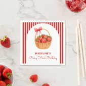 Cute Preppy Striped Berry First Birthday Servet (Insitu)