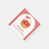 Cute Preppy Striped Berry First Birthday Servet (Hoek)