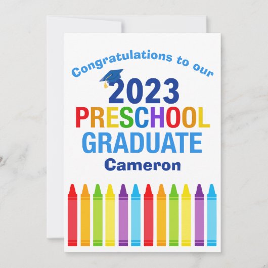 Cute Preschool Afstuderen 2023 Aangepast Afstudere Kaart (Voorkant)