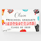 Cute Preschool Afstuderen Quarantine 2020 Spandoek (Horizontaal)