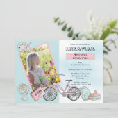 Cute Preschool Foto Girl Graduparty Kaart (Staand voorkant)