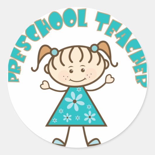 Cute Preschool leraar Ronde Sticker (Voorkant)