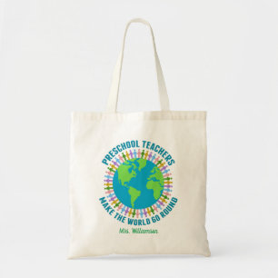 Cute Preschool leraar wereldschool Tote Bag