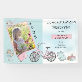 Cute Preschool Photo Girl Gefeliciteerd Spandoek