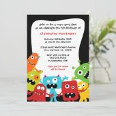 Cute pret de verjaardagsfeestdag van de monsterjon kaart (Staand voorkant)