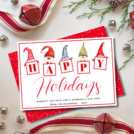 Cute Prettige feestdagen Gnomen Signs Red Holiday Feestdagenkaart
