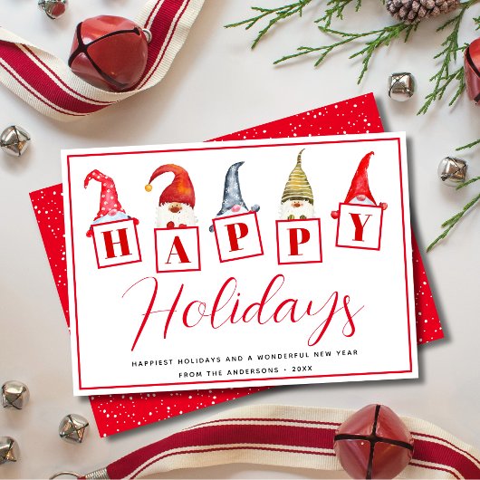 Cute Prettige feestdagen Gnomen Signs Red Holiday  Feestdagenkaart