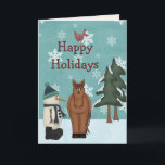 Cute Prettige feestdagen Horse and Snowman Kerstmi<br><div class="desc">Schattigeste Prettige feestdagen Paard en Sneeuwman Kerst Wenskaart.</div>