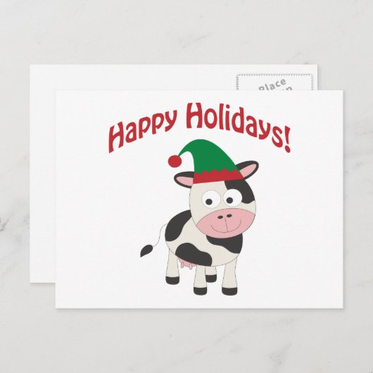 Cute Prettige feestdagen Kerstmis Elf Koe (Voorkant / Achterkant)