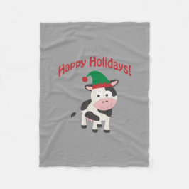 Cute Prettige feestdagen Kerstmis Elf Koe Fleece Deken